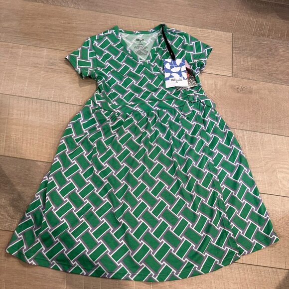 DIANE VON FURSTENBERG GIRLS SIZE M 8 GREEN PURPLE DRESS NEW - Picture 1 of 9